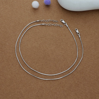 Minimal Sleek Chain 925 Silver Women Anklet