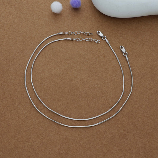 Minimal Sleek Chain 925 Silver Women Anklet