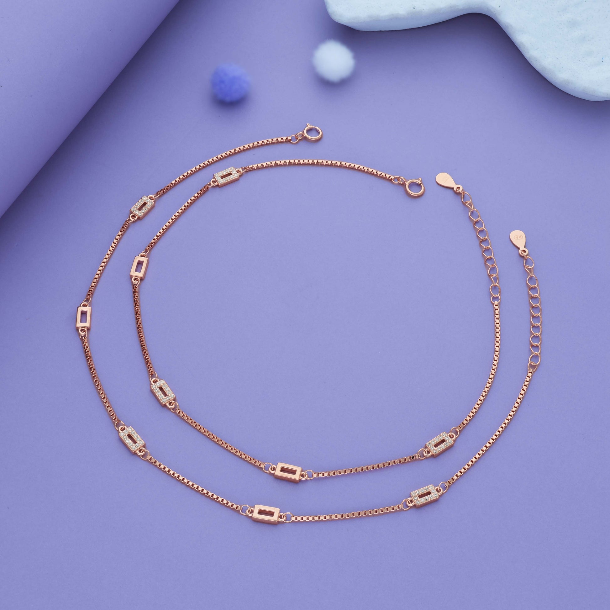 Multi-Geometric 925 Silver Anklet