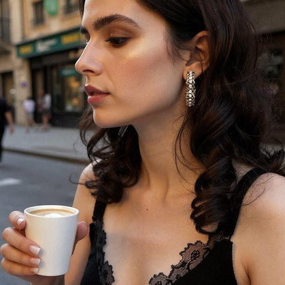 Chain style Silver Hoops Earrings casuals Ear Rings Earrings ethnic office party Trincket Jewellry Jewelry Jewellery