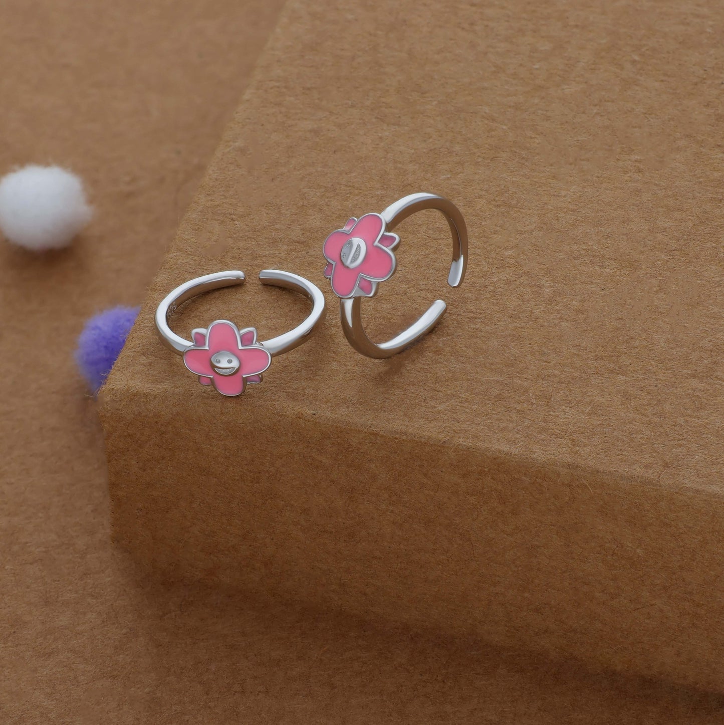 Pink Petal Pop Adjustable 925 Silver Fancy Toering