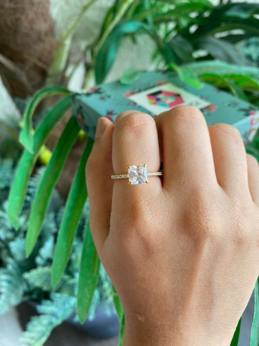 1 Carat Princess Cut Daily Wear Ring - Attrangi