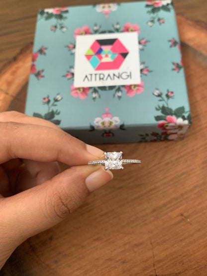 1 Carat Princess Cut Daily Wear Ring - Attrangi