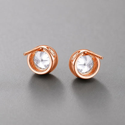 American Diamond Rose Gold Plated Necklace and Earrings for Girls and Women, Gift Jewelry for Women