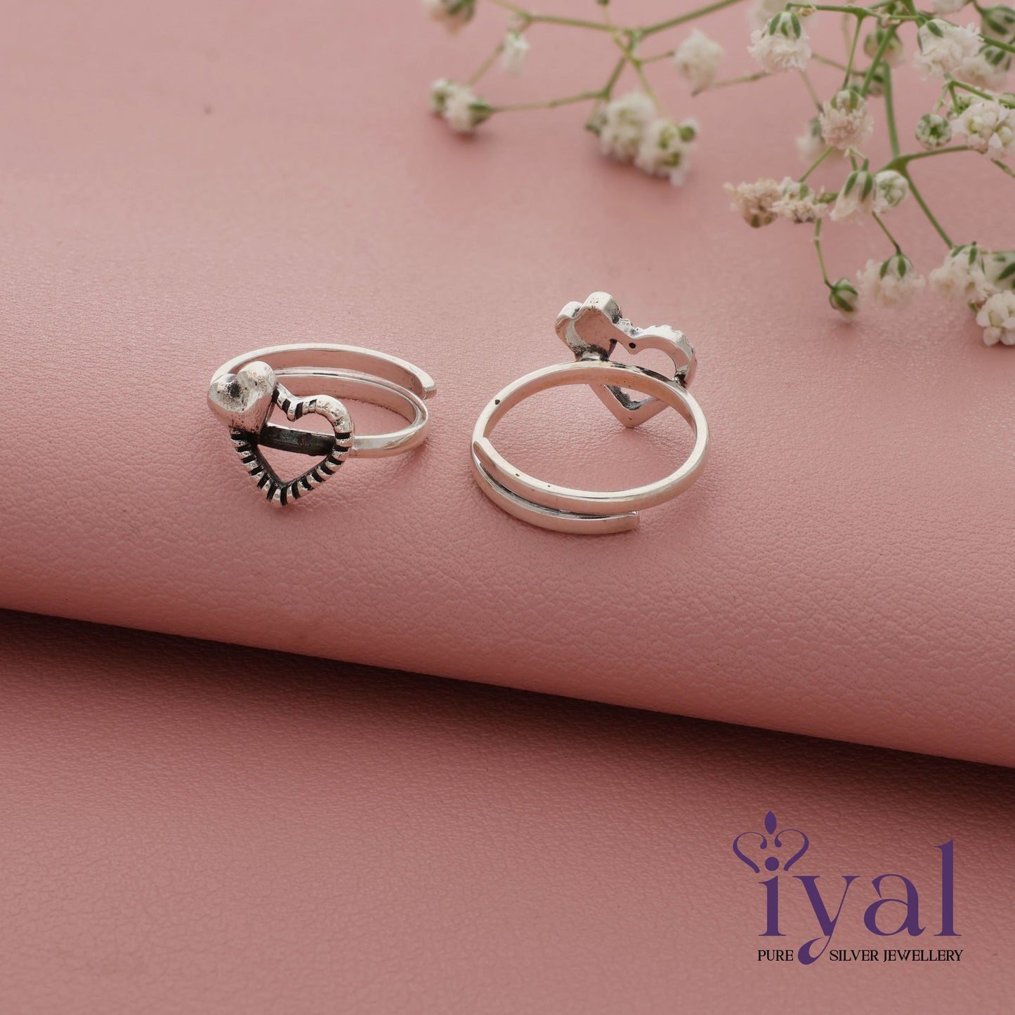 Exotic Heart oxidized adjustable Silver Toering