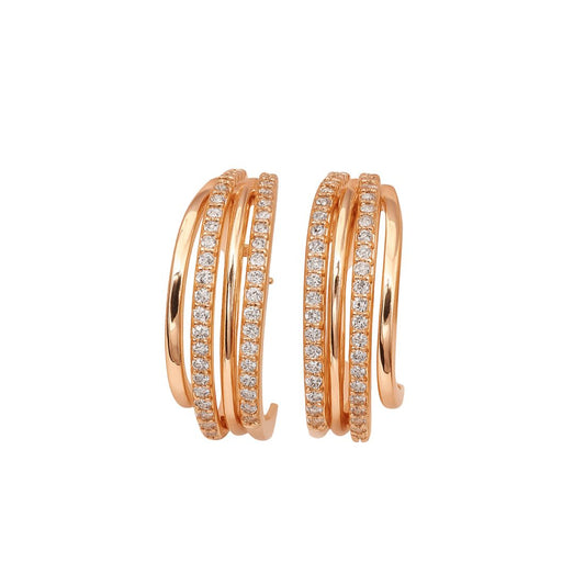 Rose Gold Plated Triple Layer Hoop Earrings