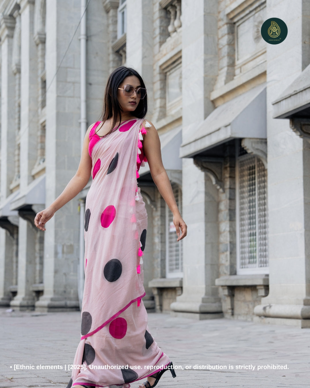Hand Painted Cotton Saree - Painted Drop
