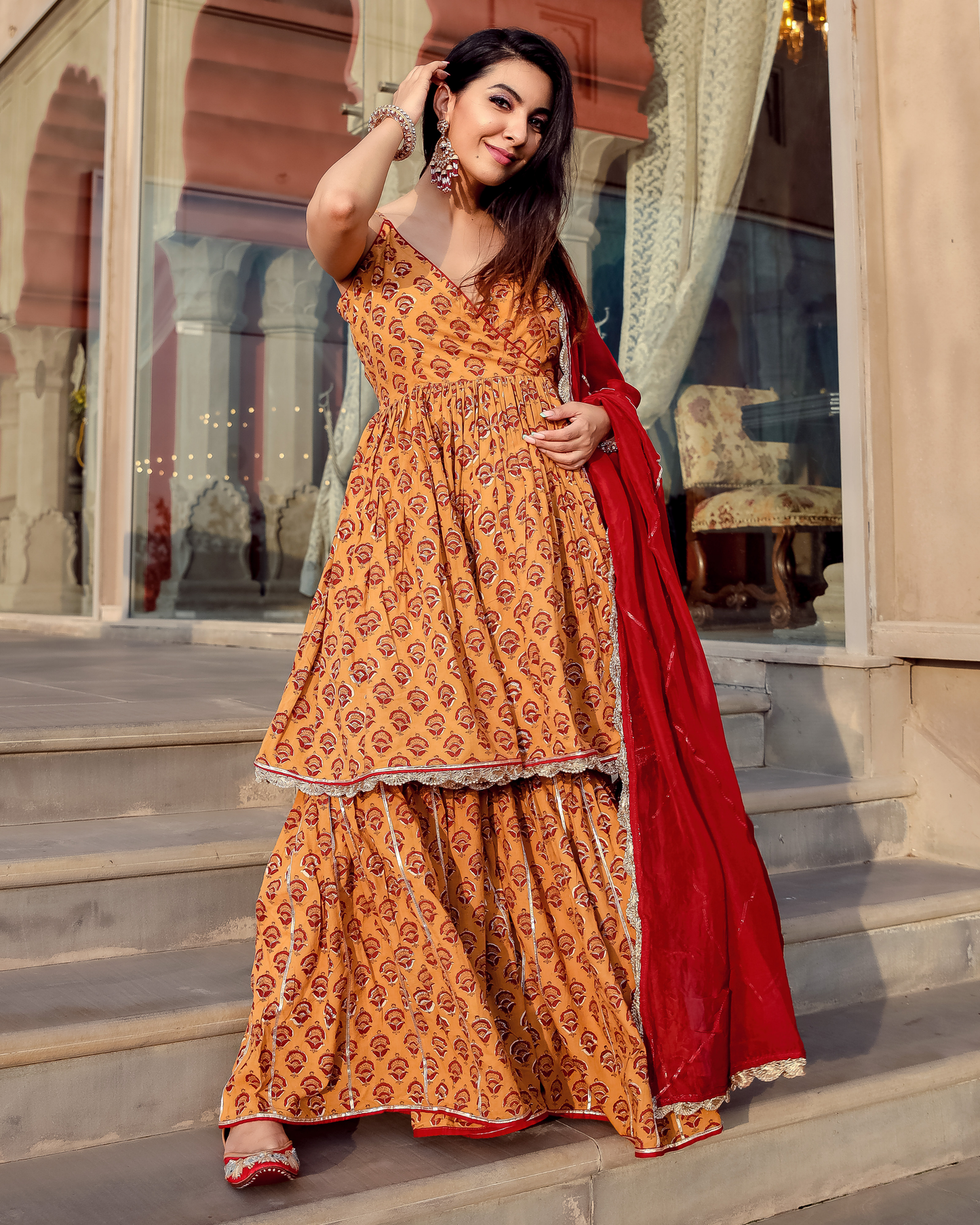 Coco Love Handblock Gota Sharara Set