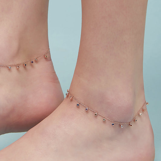Colors of Life in Rose Gold 925 Sterling Silver Anklets