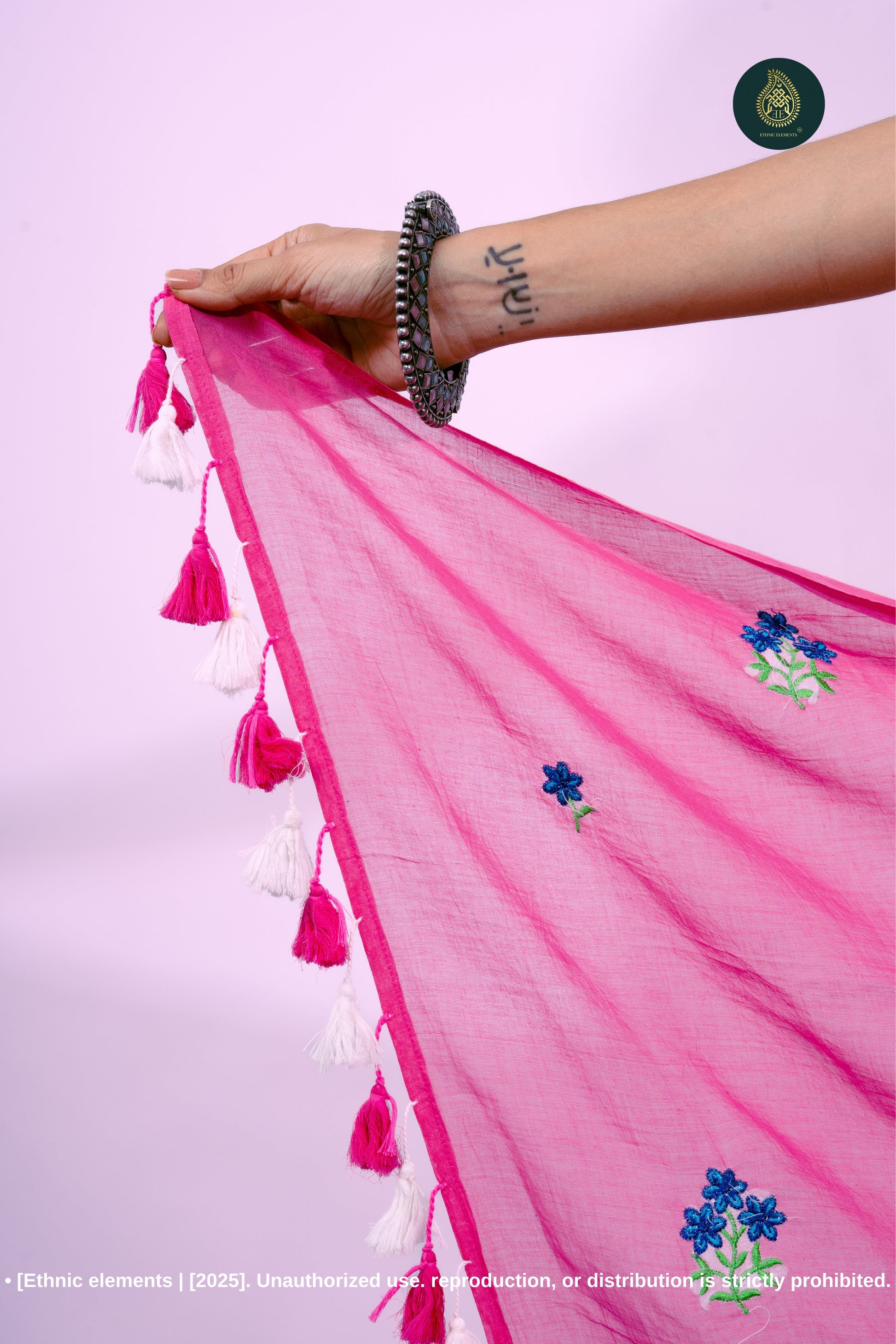 Gulzar - Mul Mul Cotton Solid Saree - Rose Blush