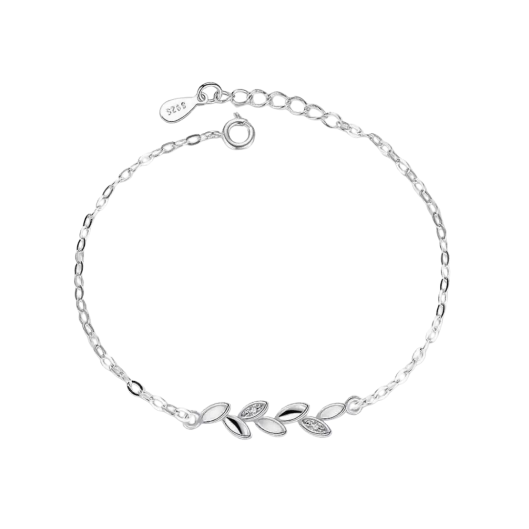 Sleek Silver Plated Leaf Bracelet