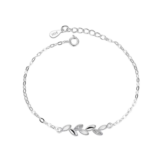 Sleek Silver Plated Leaf Bracelet