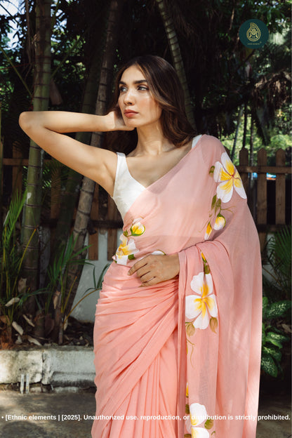 Amberly Chitramay Hand Painted Mul Cotton Saree