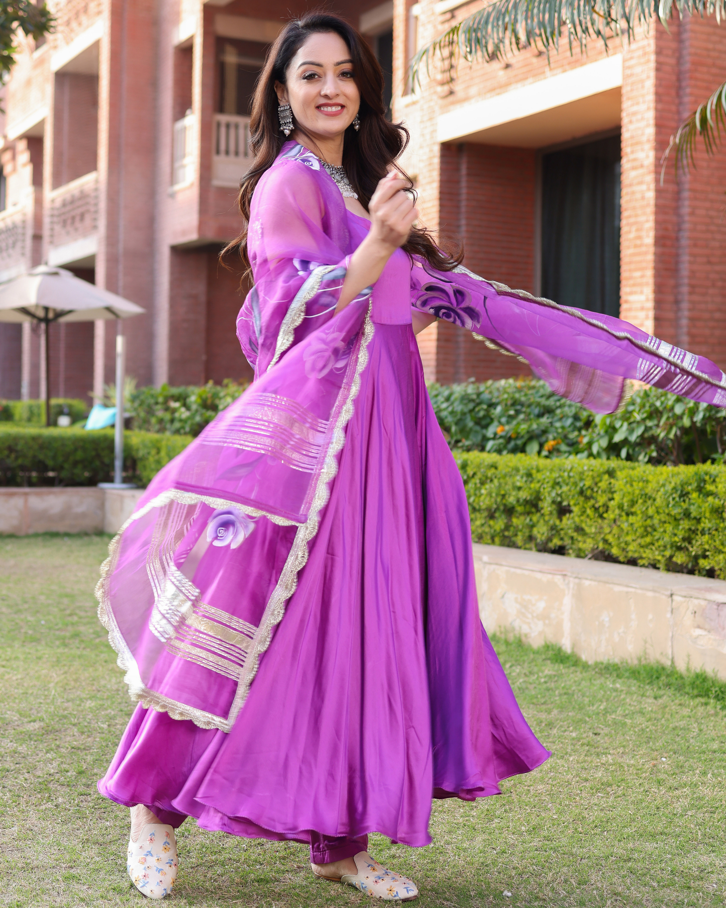 Rose Violet Handpainted Suit Set