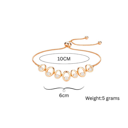 Rose Gold Plated AD Stone Bracelets for Women and Girls, Stylish Adjustable Alloy Bracelet, Birthday Anniversary and Valentine Gift