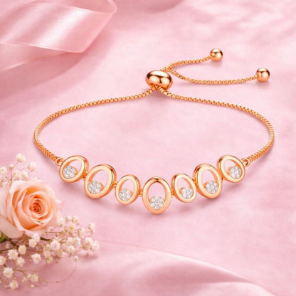 Rose Gold Plated AD Stone Bracelets for Women and Girls, Stylish Adjustable Alloy Bracelet, Birthday Anniversary and Valentine Gift