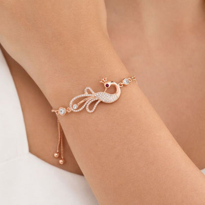 Rose Gold AD Peacock Bracelet