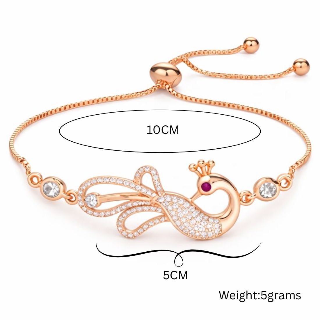 Rose Gold AD Peacock Bracelet