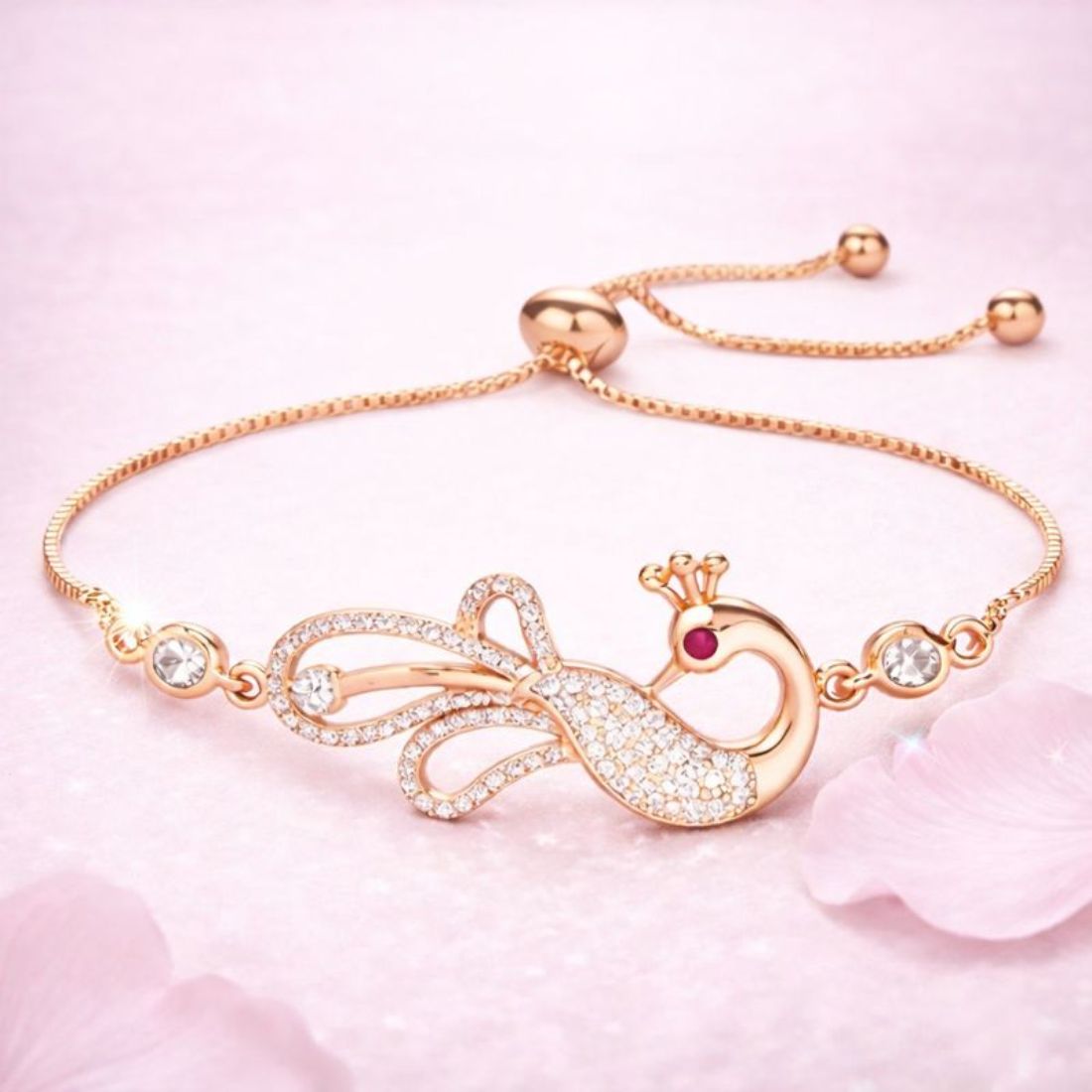Rose Gold AD Peacock Bracelet