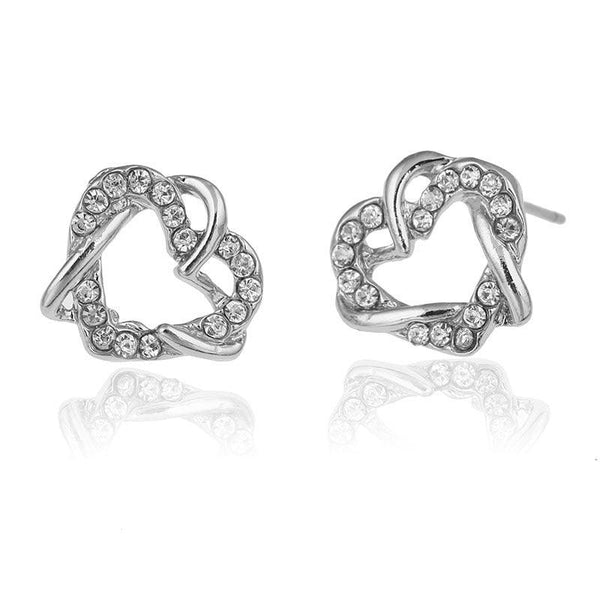 Multi Tone| Heart Shape Stud Earrings for Women and Girls, CZ Stone