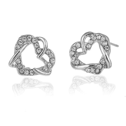 Multi Tone| Heart Shape Stud Earrings for Women and Girls, CZ Stone