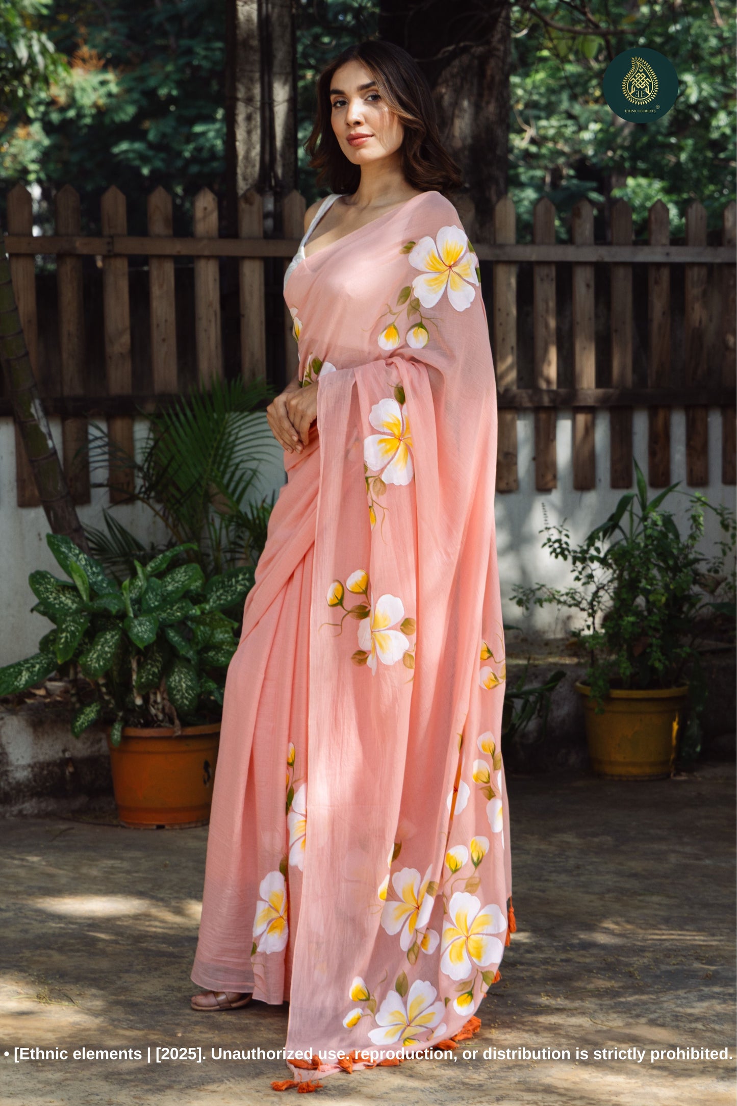 Amberly Chitramay Hand Painted Mul Cotton Saree
