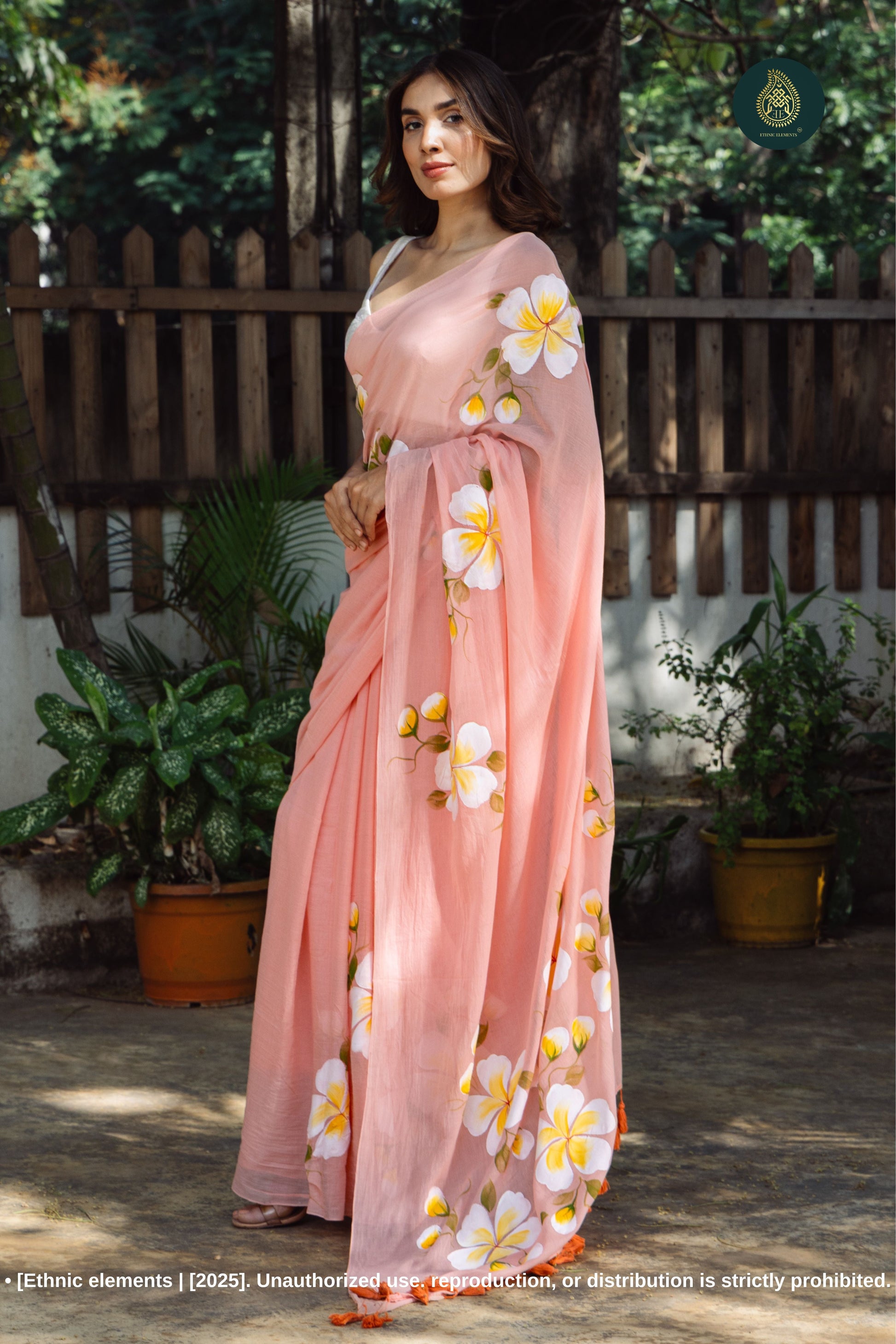 Amberly Chitramay Hand Painted Mul Cotton Saree