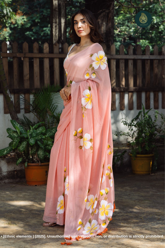Amberly Chitramay Hand Painted Mul Cotton Saree