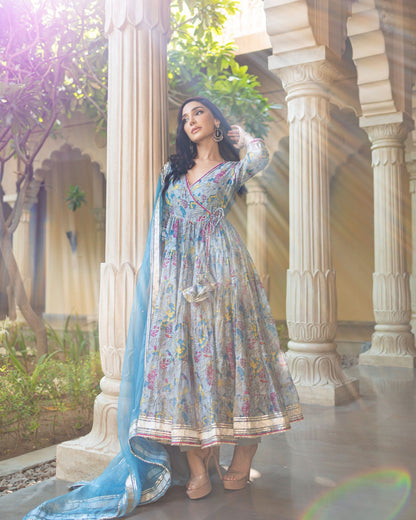 Noori Chanderi Angrakh Suit Set