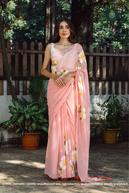 Amberly Chitramay Hand Painted Mul Cotton Saree