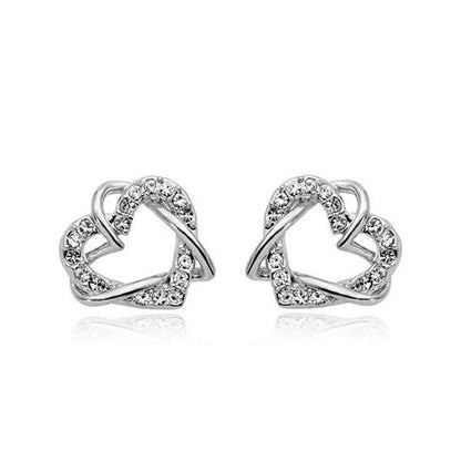 Multi Tone| Heart Shape Stud Earrings for Women and Girls, CZ Stone
