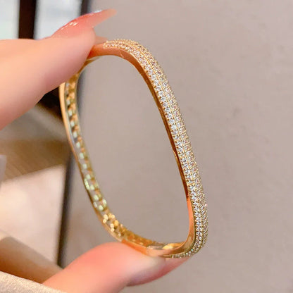 Elegant Rectangular Bangle with Sparkling Stone Accents JLTB0855