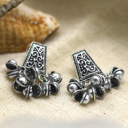 Teejh Kanish Silver Oxidized Ghungroo Earrings
