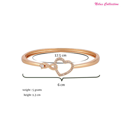 Rose Gold Infinity Heart Shape kada with Love Bracelet for Women & girls | Sleek Finish |Office Wear |  Minimalist Appeal