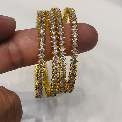 Sparkle & Shine: Luxury Gold-Plated American Diamond Baby Bangles for Girls