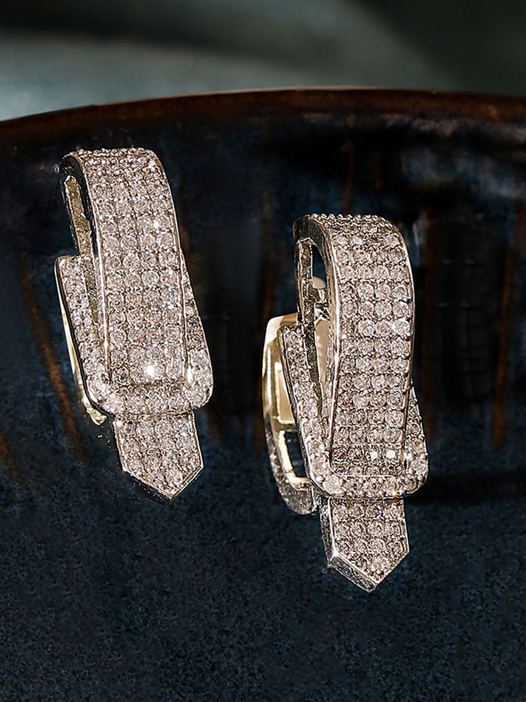 Statement Elegance American Diamond Silver Plated Stud style Earrings