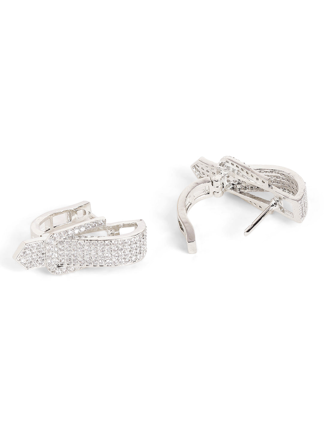 Statement Elegance American Diamond Silver Plated Stud style Earrings