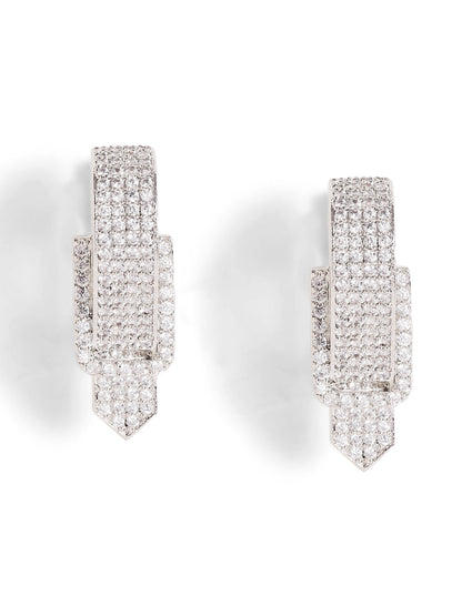 Statement Elegance American Diamond Silver Plated Stud style Earrings