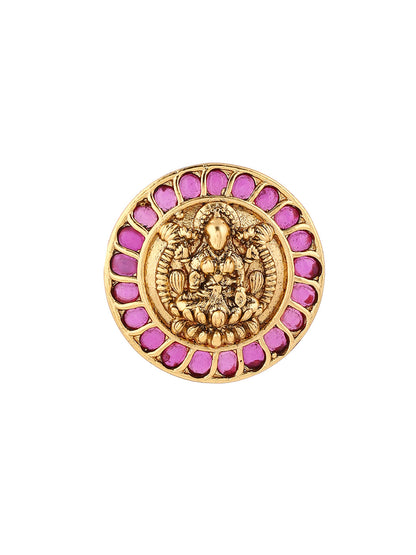 Geometric Ruby Elegance Gold Plated Goddess Stud Earrings