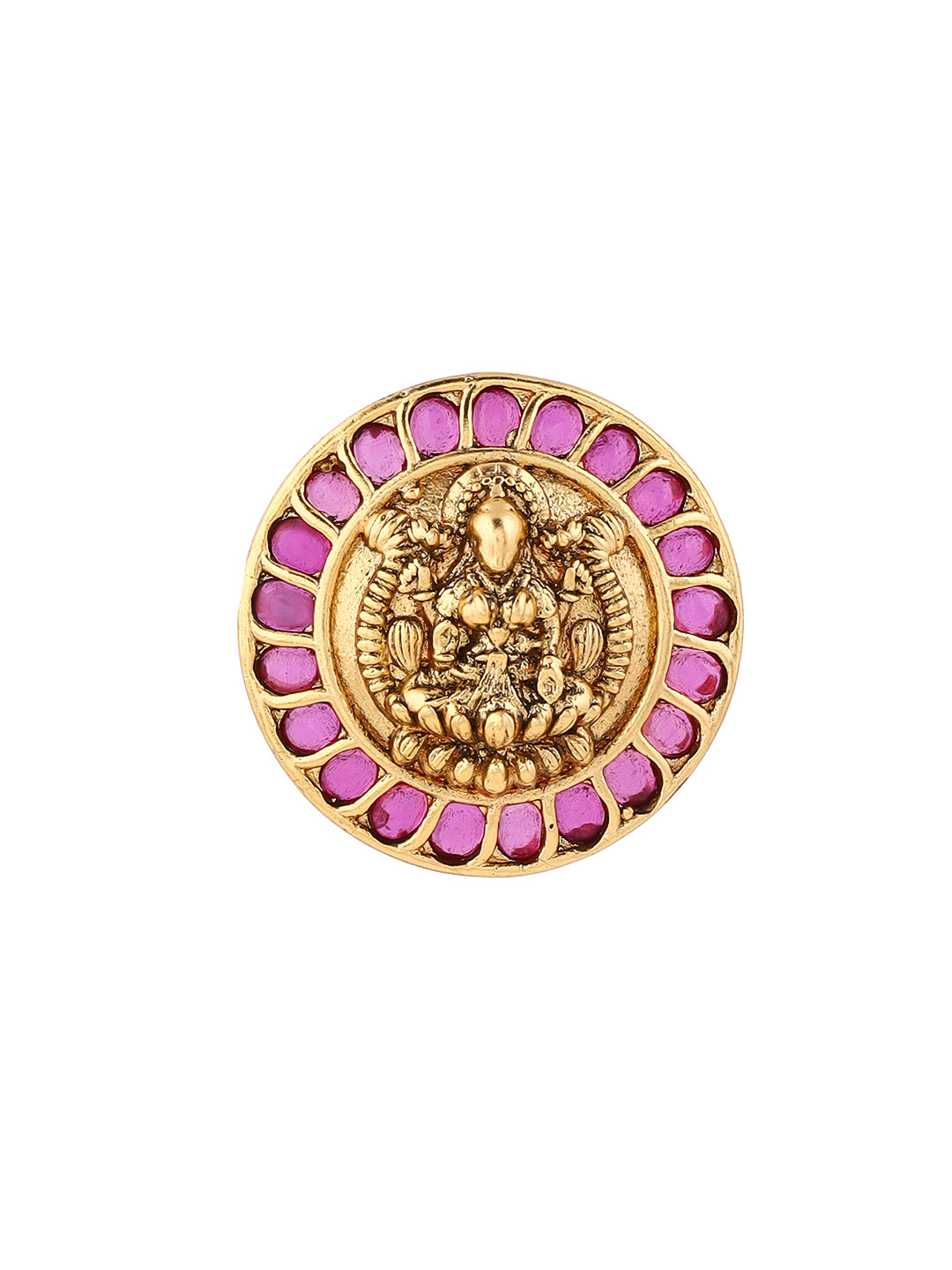Geometric Ruby Elegance Gold Plated Goddess Stud Earrings