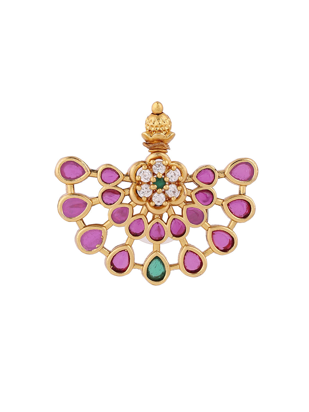 Ruby Elegance Floral Gold Plated Stud Pattern Earrings