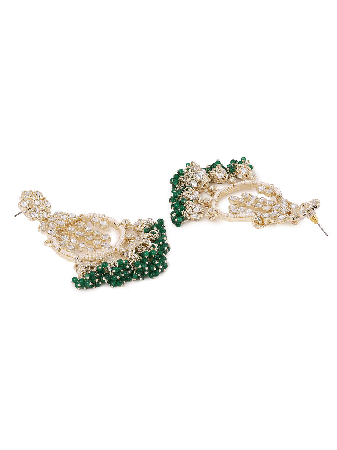 Floral Chandbali Kundan Pearl Style Gold Plated Mini Jhumkis Earrings