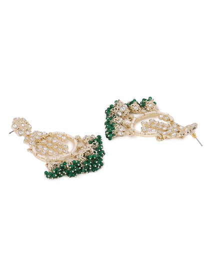 Floral Chandbali Kundan Pearl Style Gold Plated Mini Jhumkis Earrings
