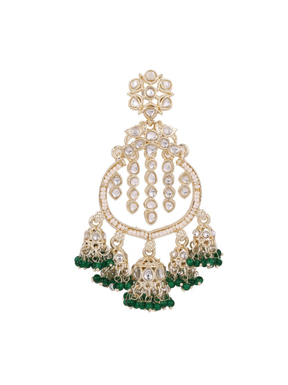 Floral Chandbali Kundan Pearl Style Gold Plated Mini Jhumkis Earrings