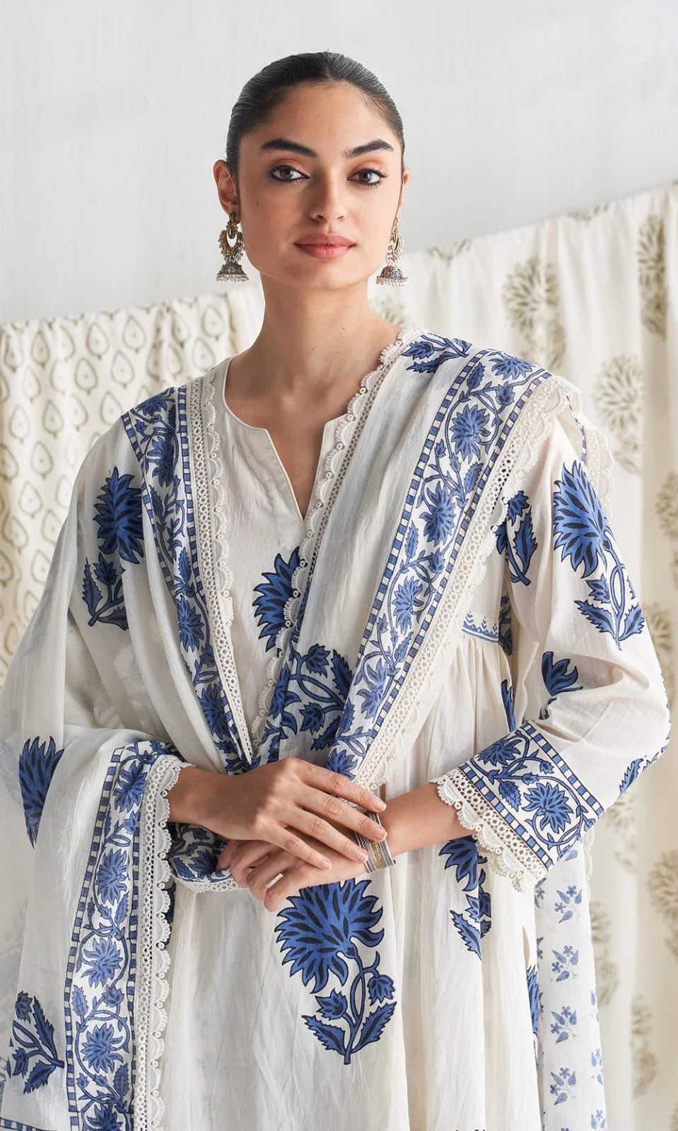 Pure Cotton Summer Special Kalamkari Work Kurta Pant Dupatta Set