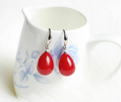 Pearl Pop Red Drop Earrings for Girls and Women| Valentine Gift