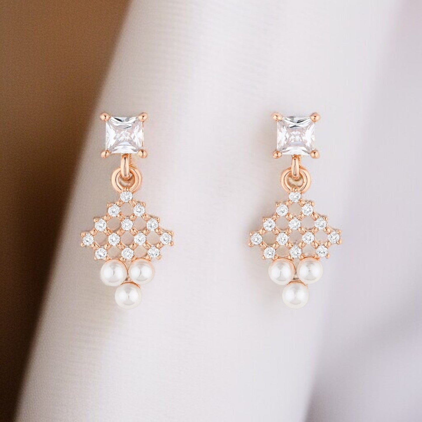 Rose Gold Plated Pearl Drop Earrings