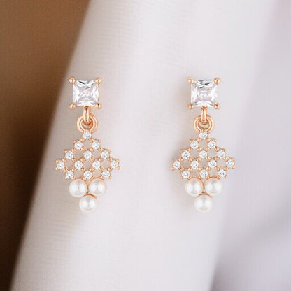 Rose Gold Plated Pearl Drop Earrings
