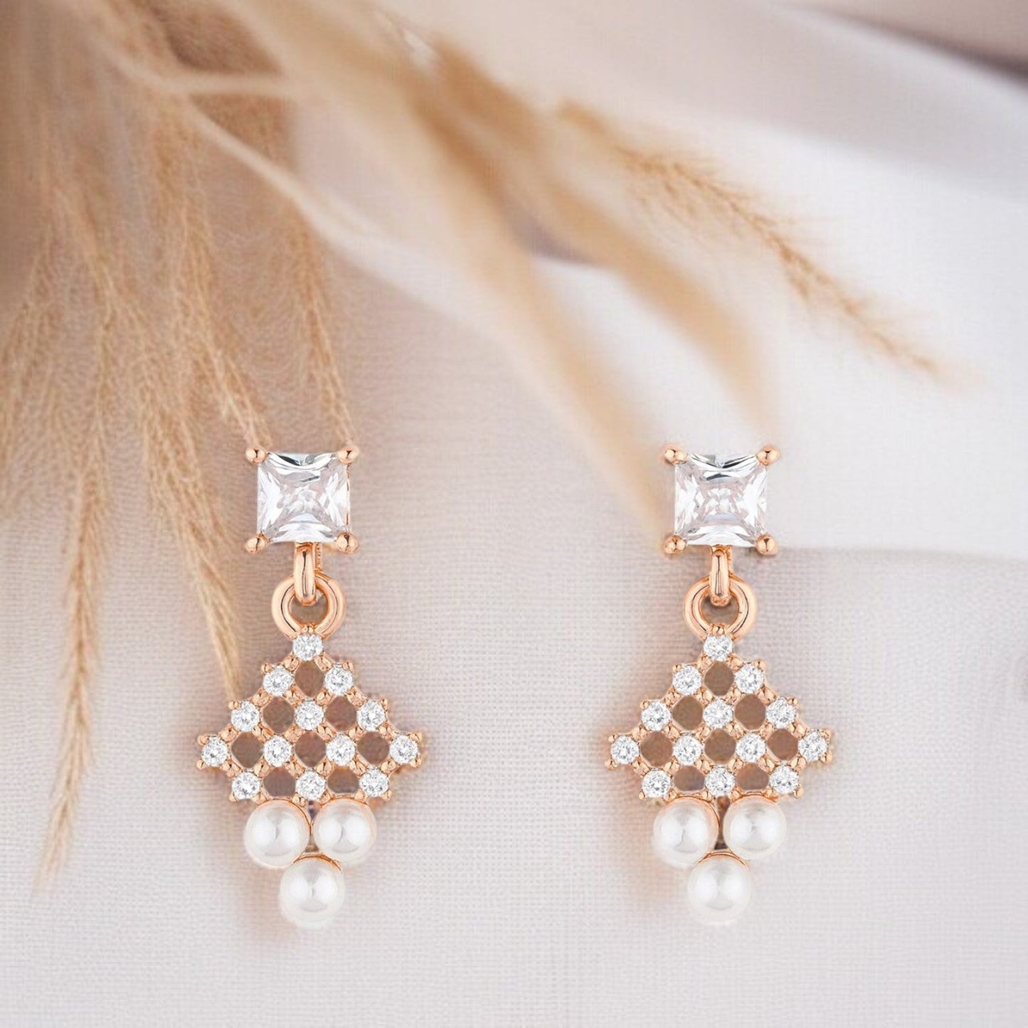 Rose Gold Plated Pearl Drop Earrings
