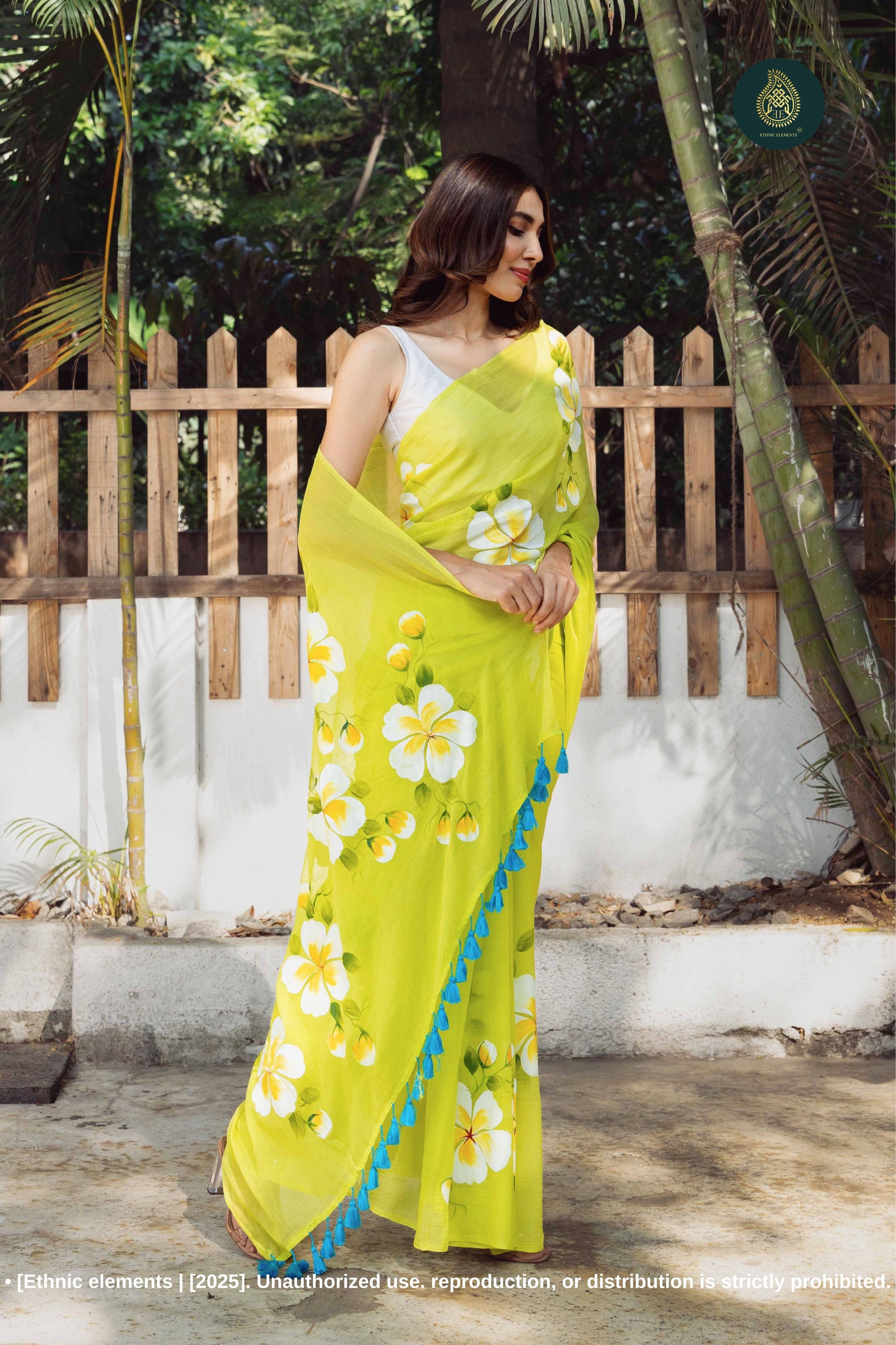 Mojito Chitramay Hand Painted Mul Cotton Saree